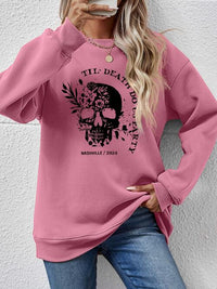 Round Neck Dropped Shoulder Graphic Sweatshirt
