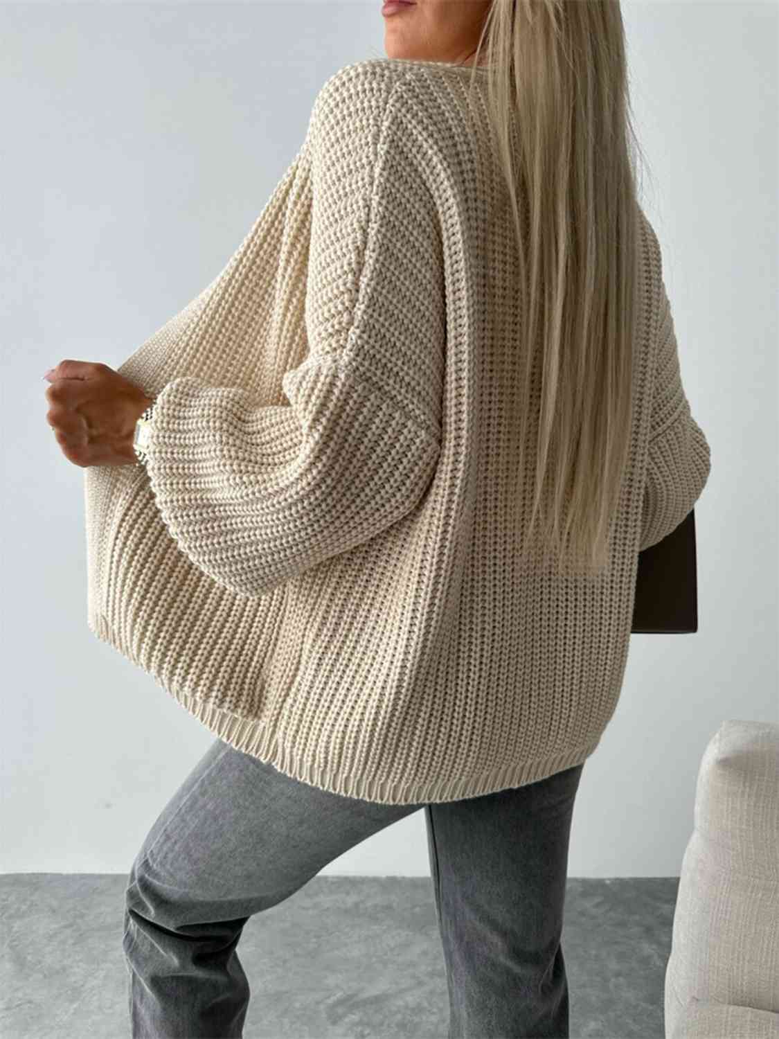 Open Front Drop Shoulder Cardigan