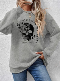Round Neck Dropped Shoulder Graphic Sweatshirt
