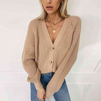 Long Sleeve Button Up V-Neck Cardigan
