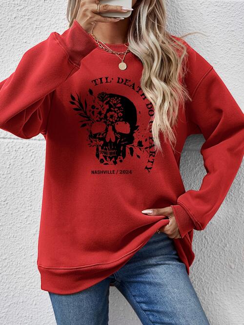 Round Neck Dropped Shoulder Graphic Sweatshirt
