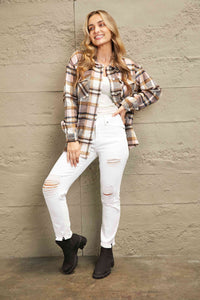 Plaid Button Front Shirt Jacket