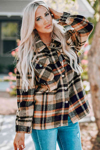 Plaid Button Front Shirt Jacket