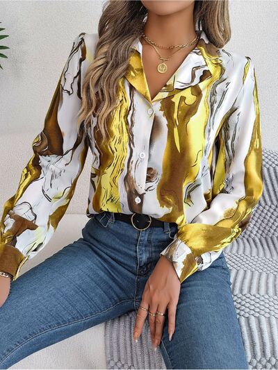 Pastel Printed Button Up Long Sleeve Shirt