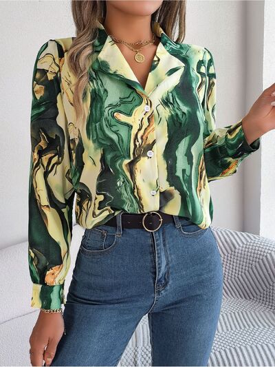 Pastel Printed Button Up Long Sleeve Shirt