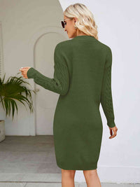 V-Neck Cable-Knit Mini Sweater Dresses
