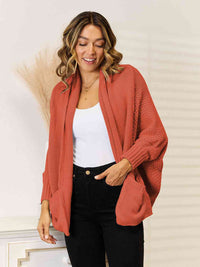 Open Front Pocketed Cardigan