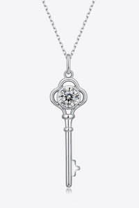Sterling Silver Moissanite Key Necklace