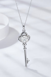 Sterling Silver Moissanite Key Necklace