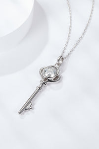 Sterling Silver Moissanite Key Necklace