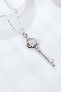 Sterling Silver Moissanite Key Necklace