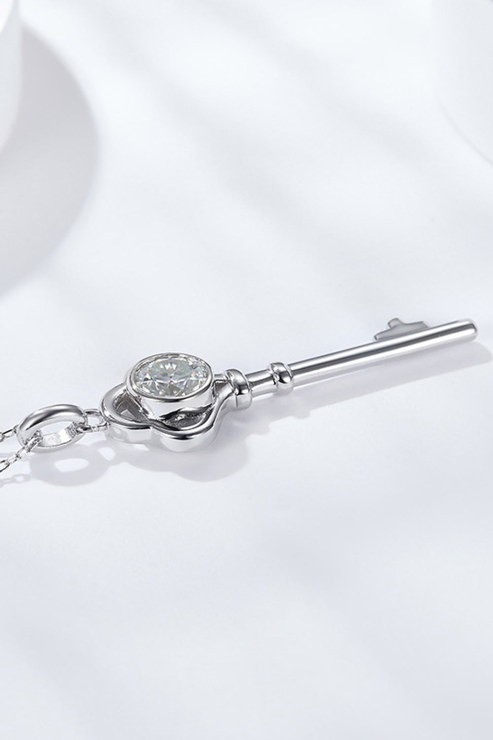 Sterling Silver Moissanite Key Necklace