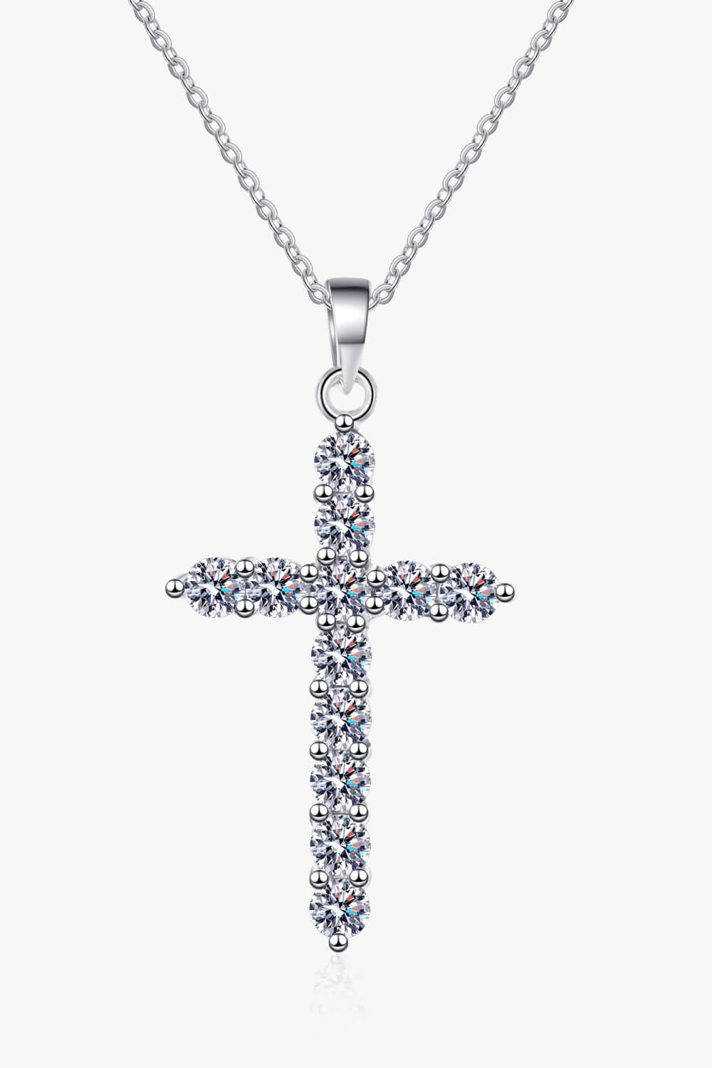 Sterling Silver Moissanite Cross Necklace