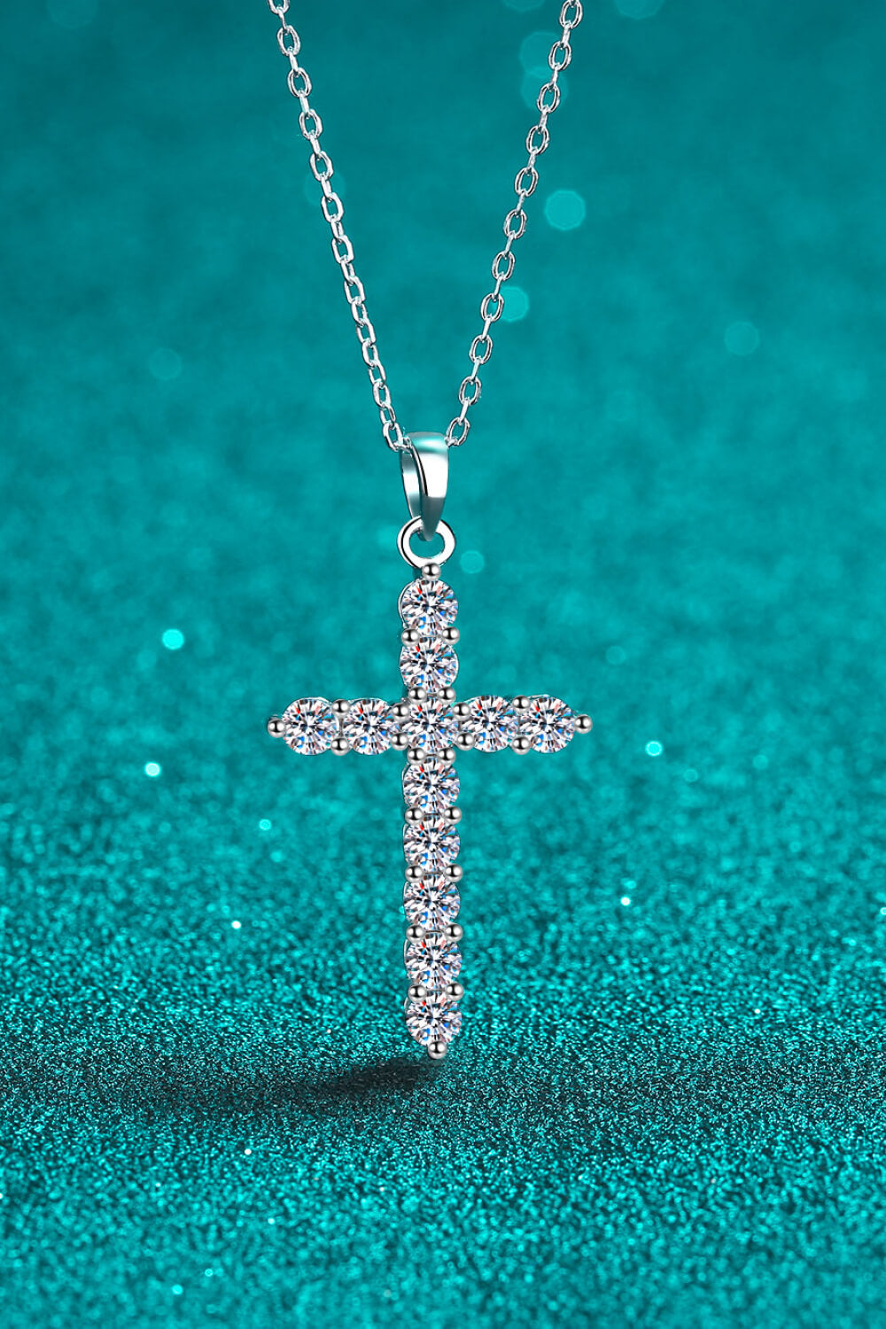 Sterling Silver Moissanite Cross Necklace