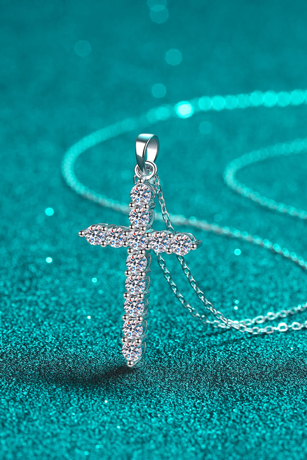 Sterling Silver Moissanite Cross Necklace