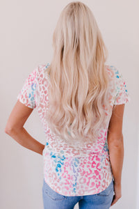 Leopard V-Neck Short Sleeve Tee