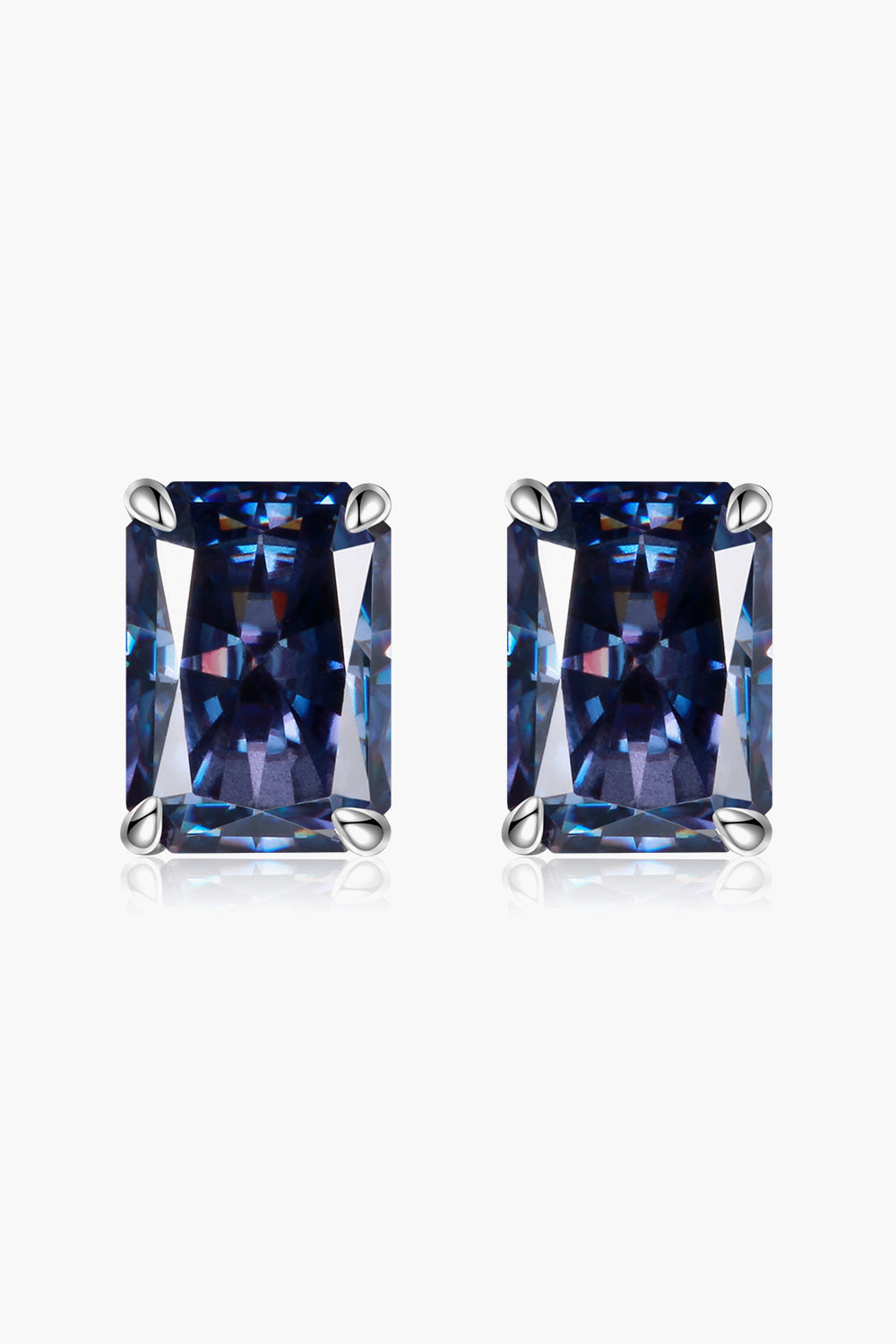 2 Carat Rectangle Moissanite Studs