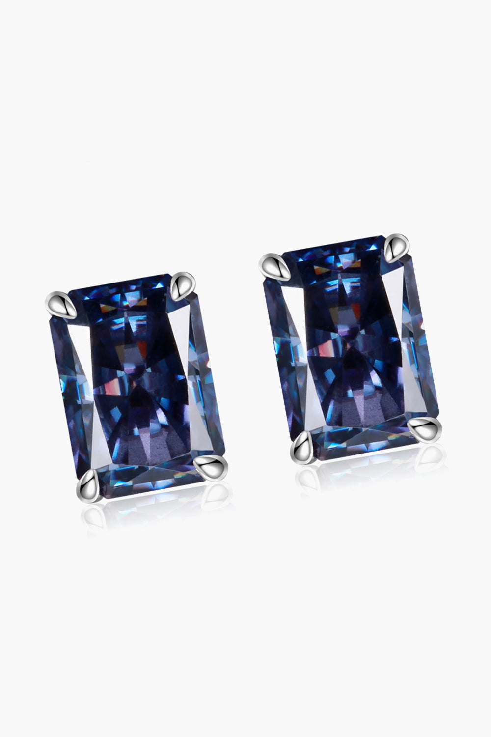 2 Carat Rectangle Moissanite Studs