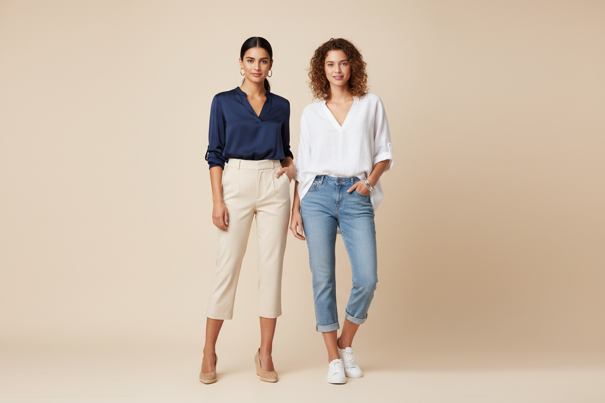 High-waisted capri pants vs regular capris style comparison — women's fashion guide