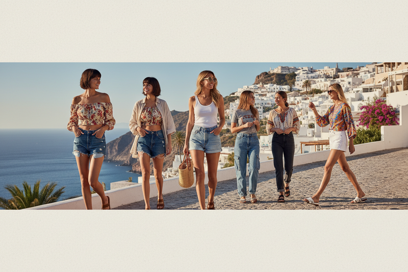 Stylish women wearing trendy denim shorts — shop women's denim shorts at Jerry's Apparel