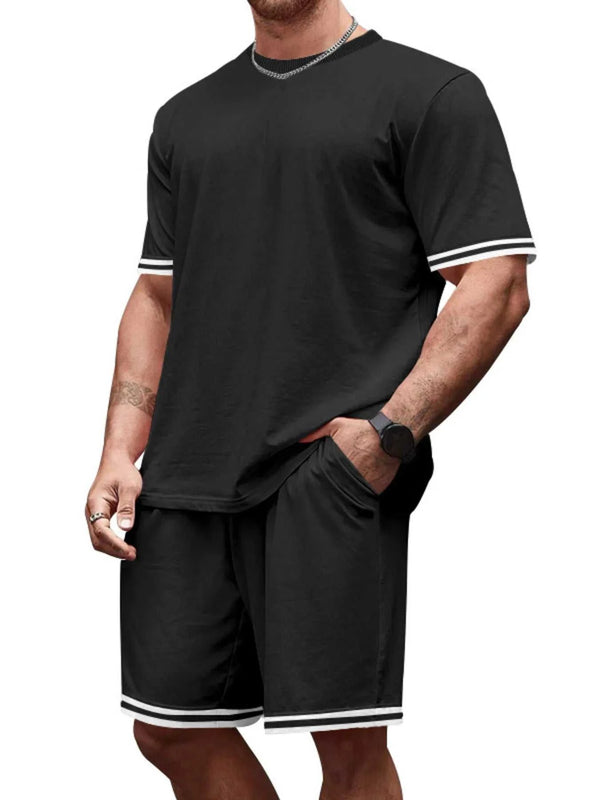 Men's Full Size Striped Short Sleeve Tee and Shorts Set Plus Size 100400468478831 33 Affordable Fashion Under $100 Jerry's Apparel 