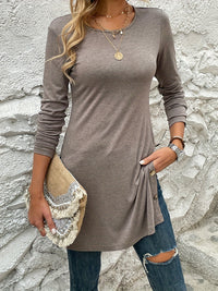 Decorative Button Slit T-Shirt