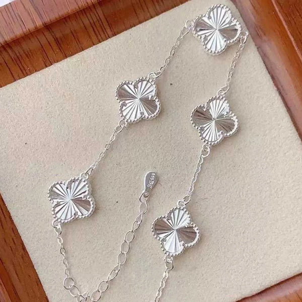 925 Sterling Silver Chain Four Leaf Clover Bracelet 100500382215875 73 Jerry's Apparel 