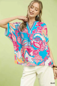 Umgee Abstract Print Oversized Top 100100141541589 47 Affordable Fashion Under $100 Jerry's Apparel 