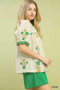 Umgee Petal Parade Print Button-Down Blouse 100100600381695 49 Affordable Fashion Under $100 Jerry's Apparel 