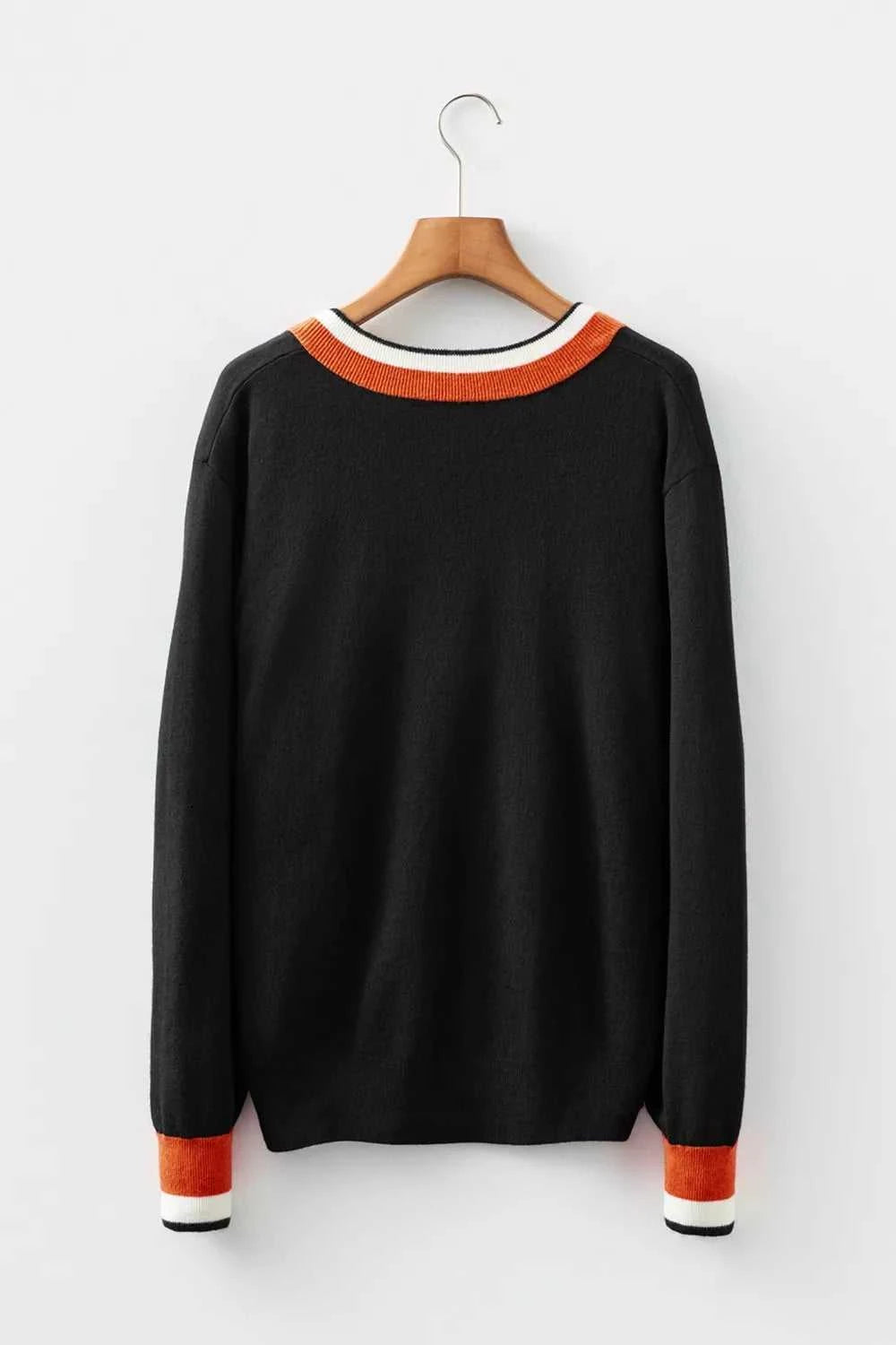 Contrast Striped Trim V Neck Varsity Sweater 100100612832963 39 Affordable Fashion Under $100 Jerry's Apparel 