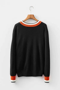 Contrast Striped Trim V Neck Varsity Sweater 100100612832963 39 Affordable Fashion Under $100 Jerry's Apparel 
