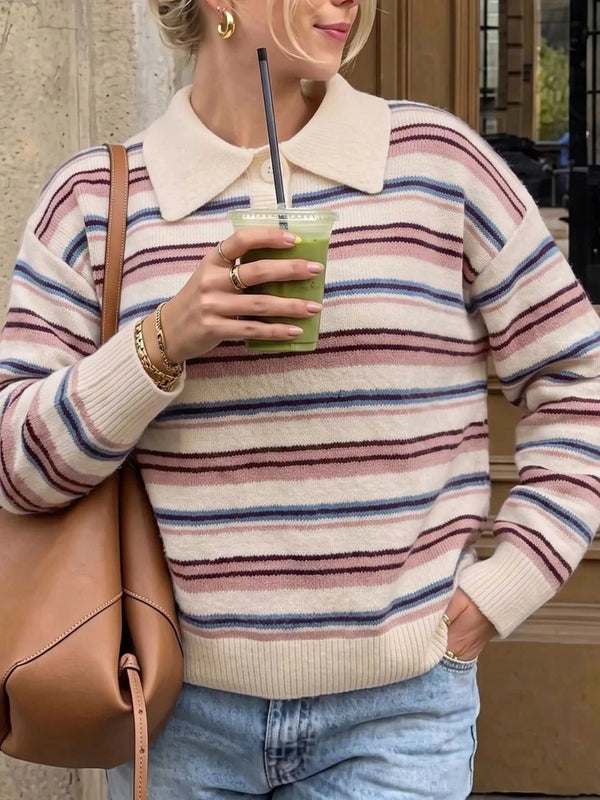 Striped Polo Collar Sweater 100100443703461 54 Affordable Fashion Under $100 Jerry's Apparel 