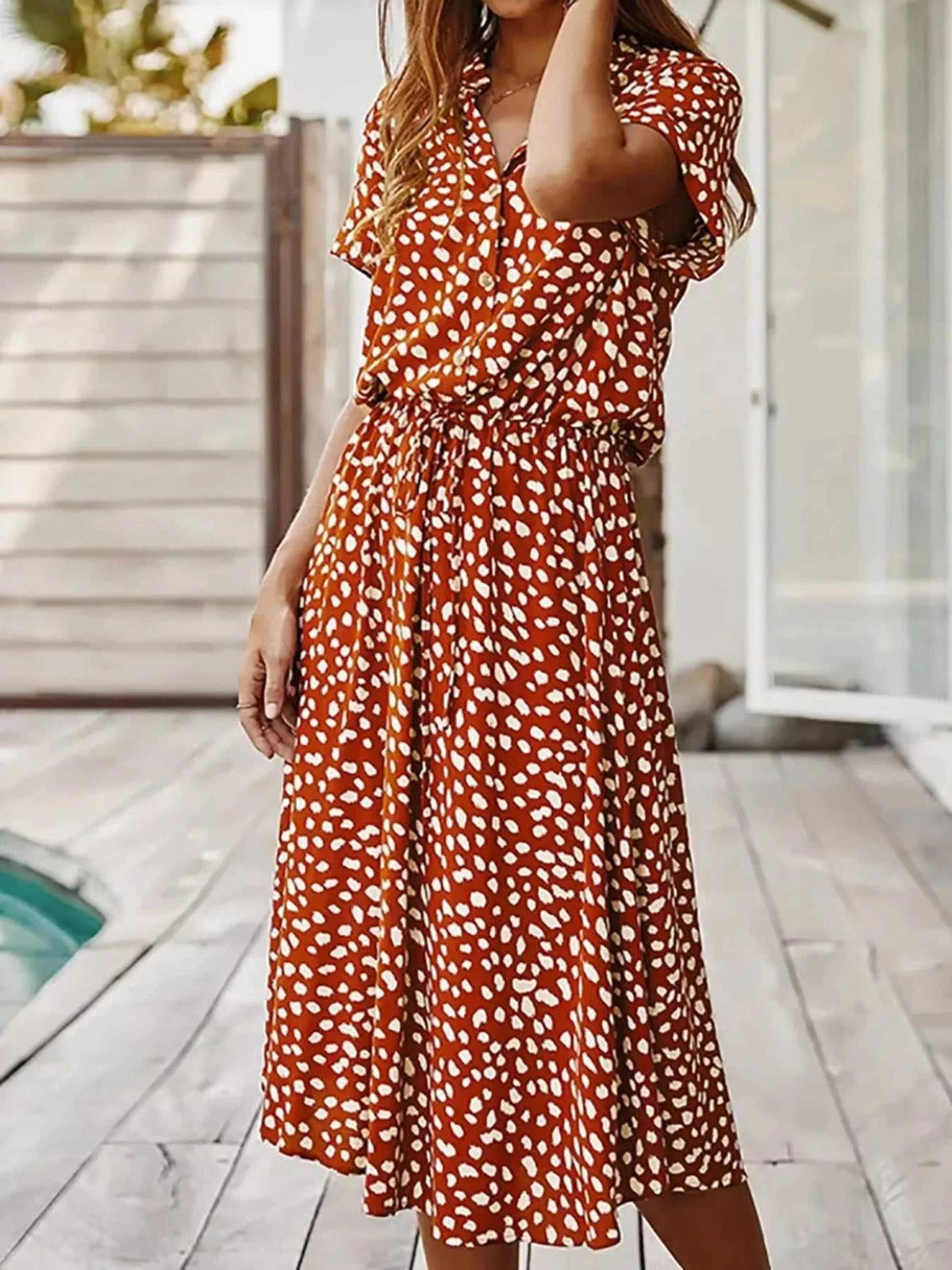 Polka Dot Button Front Midi Dress 100100206515969 29 Gifts for Her Jerry's Apparel 