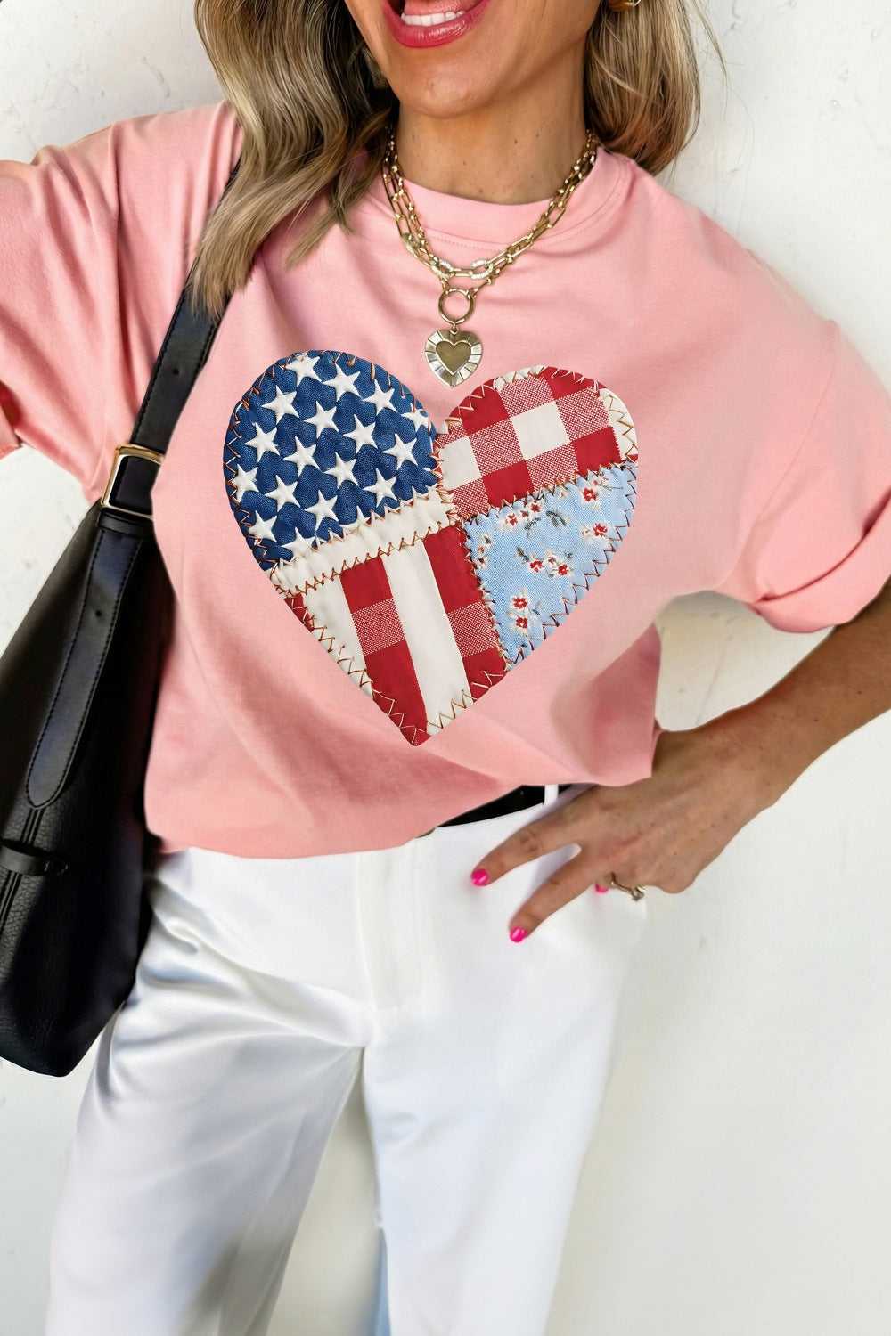 Patriotic Heart Round Neck Tee 100100219556850 31 Affordable Fashion Under $100 Jerry's Apparel 