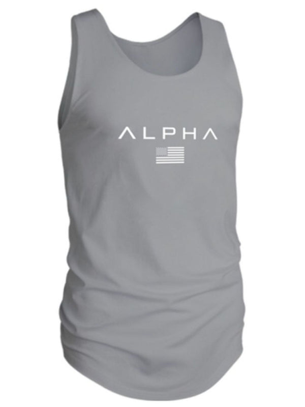 Men's US Flag Round Neck Tank