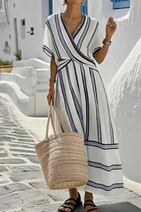 Striped Wrap Half Sleeve Maxi Dress 100100695951017 39 Affordable Fashion Under $100 Jerry's Apparel 