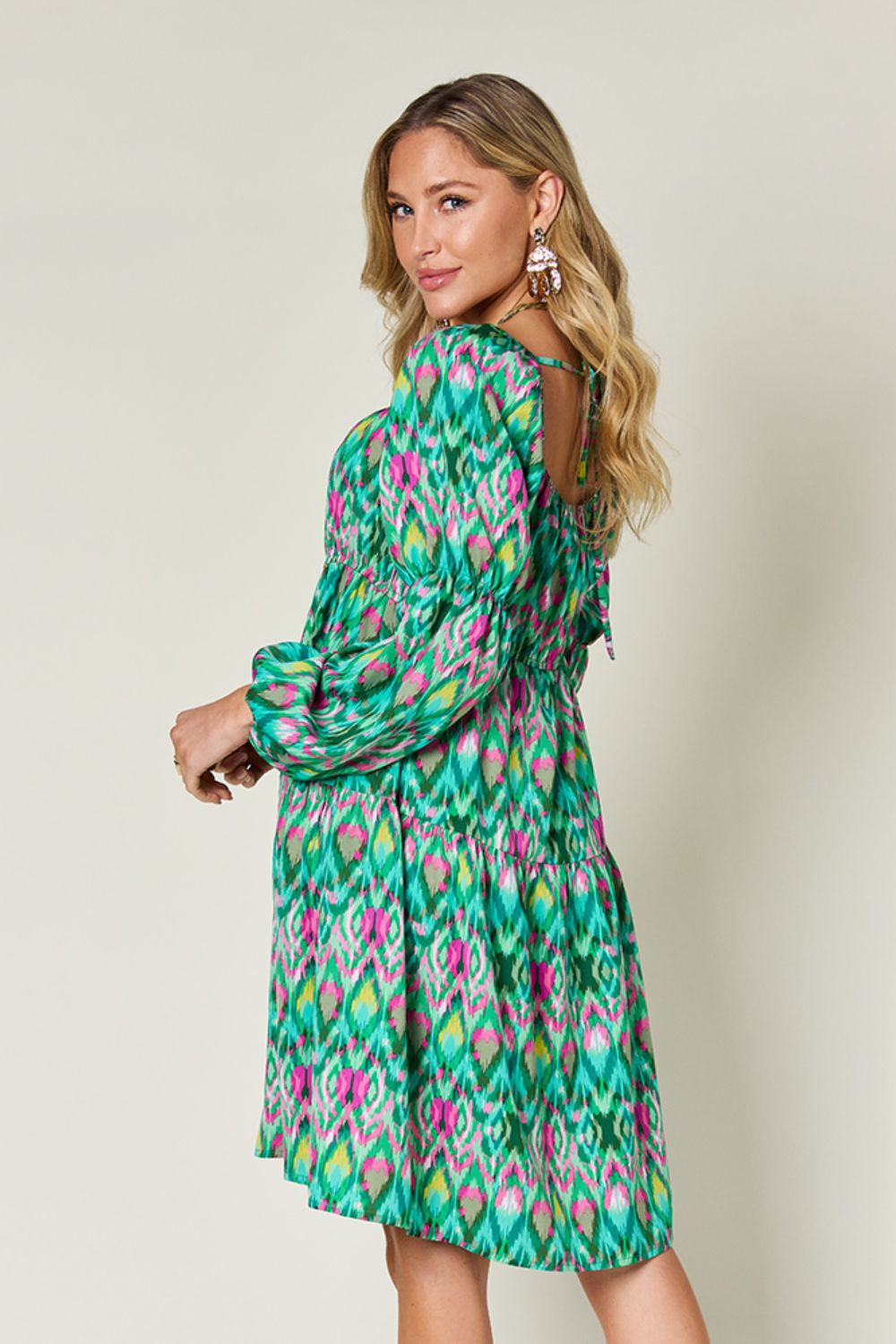 Full Size Printed Long Sleeve Dress