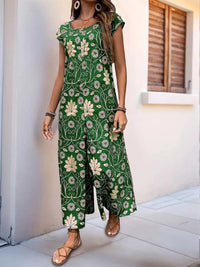 Perfee Printed Round Neck Cap Sleeve Wide Leg Jumpsuit 100100380311019 31 Affordable Fashion Under $100 Jerry's Apparel 