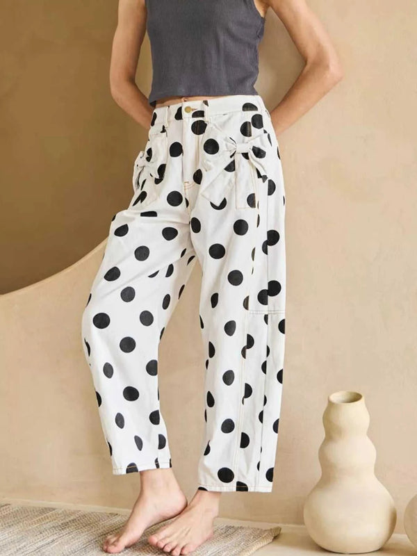 Polka Dot High-Waisted Jeans 100100848251043 78 Seasonal Fashion Collections Jerry's Apparel 