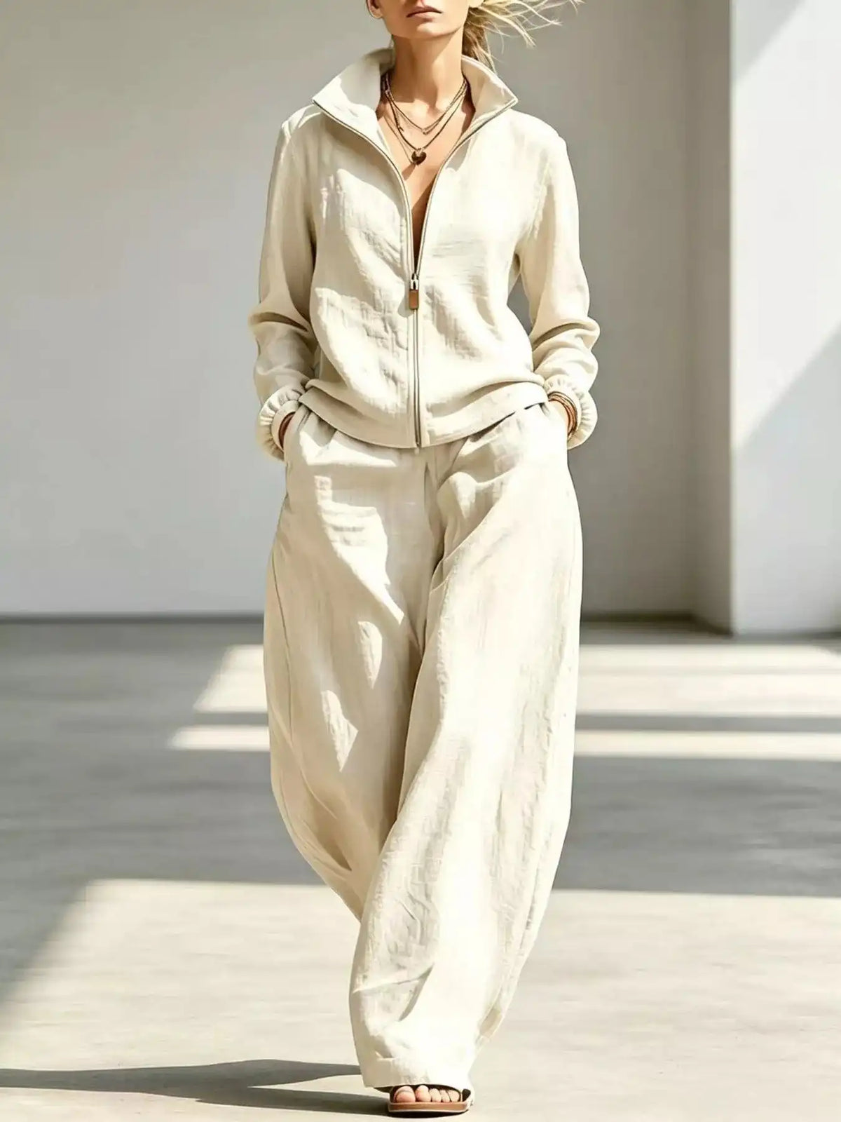 Full Size Zip-Up Jacket and Wide-Leg Pants Set Plus Size 101001541614338 62 Affordable Fashion Under $100 Jerry's Apparel 