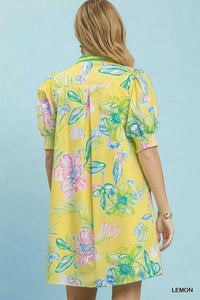Umgee Botanical Print Dress with Smocked Cuffs 100100465211586 64 Affordable Fashion Under $100 Jerry's Apparel 