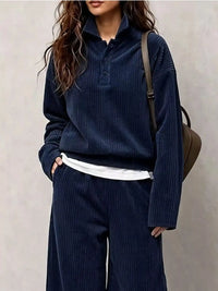 Corduroy Button Detail Top and Wide-Leg Pants Set 101001305640558 63 Affordable Fashion Under $100 Jerry's Apparel 