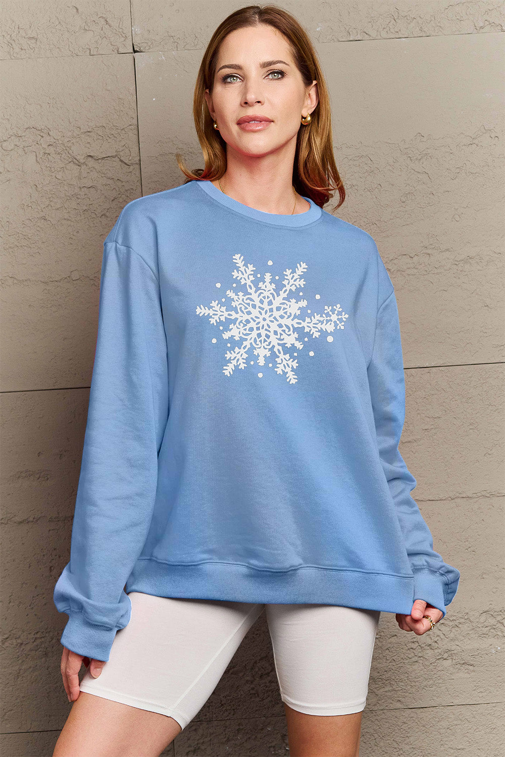 Simply Love Full Size Snowflake Graphic Sweatshirt