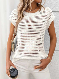 Openwork Round Neck Short Sleeve Knit Cover Up 100100244781953 22 Affordable Fashion Under $100 Jerry's Apparel 