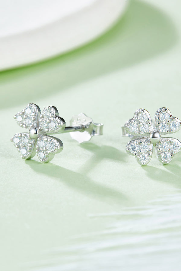 Moissanite Four Leaf Clover Stud Earrings