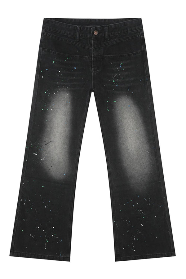 Splash Ink Washed Jeans with Pockets
