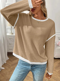 Ribbed Contrast Trim Long Sleeve Top 100100078754062 40 Affordable Fashion Under $100 Jerry's Apparel 