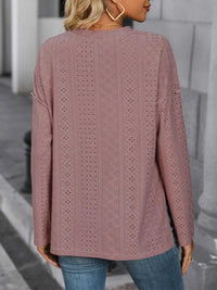 Perfee Eyelet Round Neck Long Sleeve Top 100100546611100 37 Affordable Fashion Under $100 Jerry's Apparel 