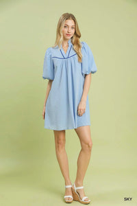 Umgee Seersucker Puff Sleeve Dress 100100676311022 51 Affordable Fashion Under $100 Jerry's Apparel 