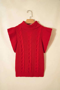 Cable Knit Turtleneck Ruffled Short Sleeve Sweater 101002004961931 44 Affordable Fashion Under $100 Jerry's Apparel 